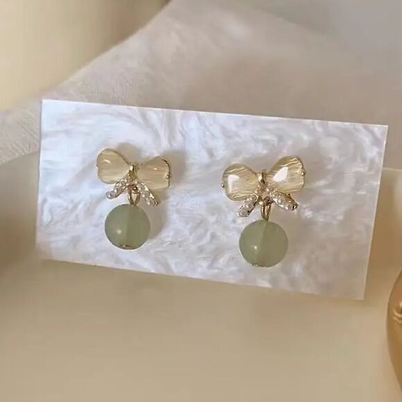 Bow dangle stud earrings N164 - Picture 2 of 7